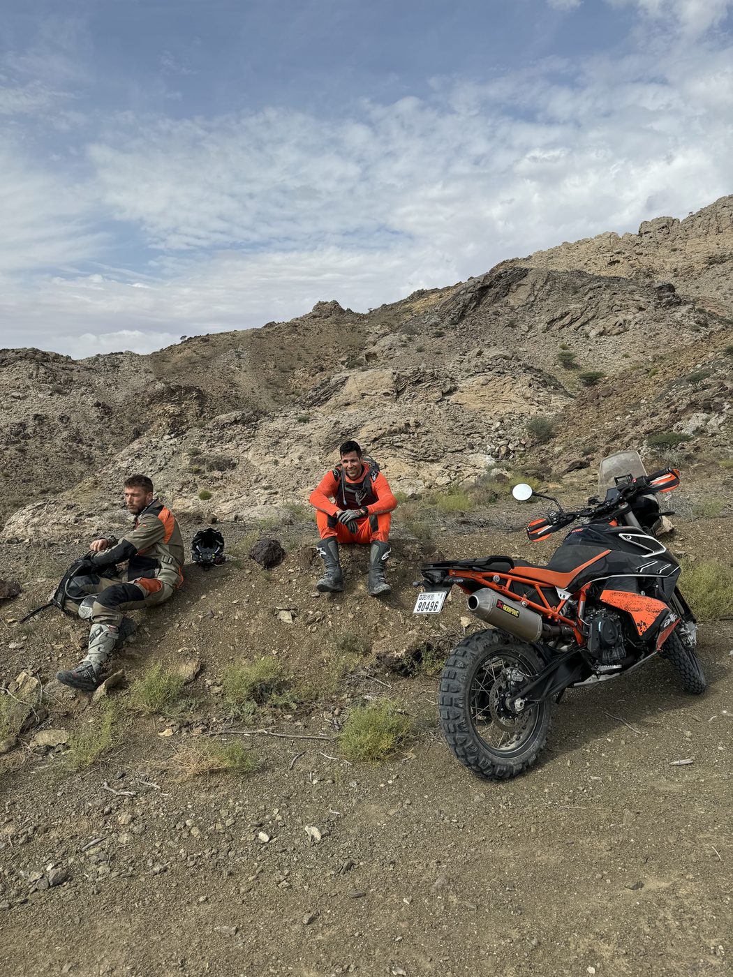 Trailside break with the KTMs